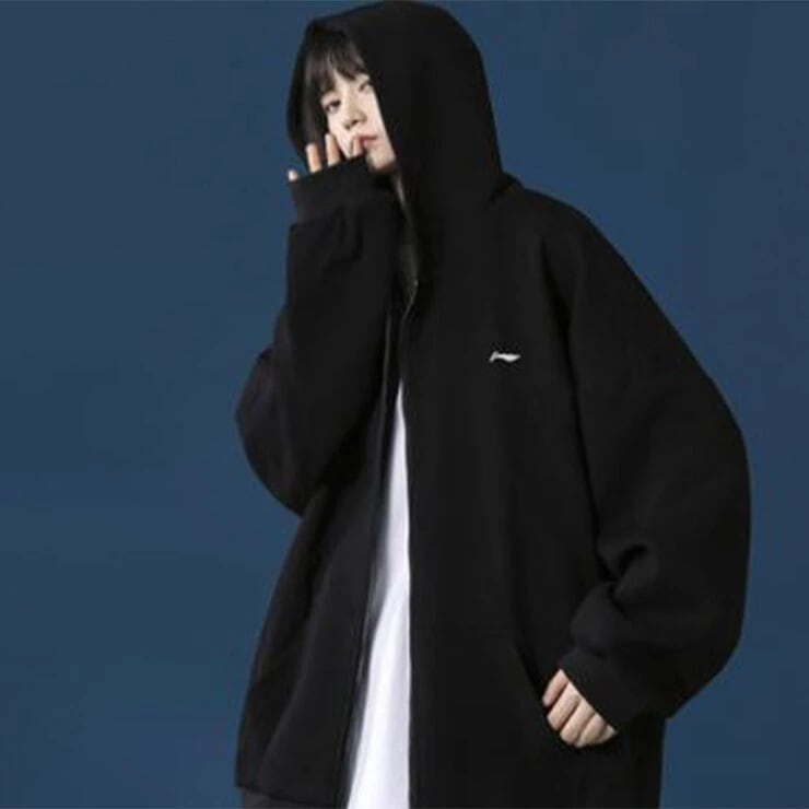 アウター レディース カーディガン ジャケット 上着 長袖 ボリューム袖 フード付き オーバーフィット 前開き 厚手 甘辛MIX かわいい シンプル カジュアル 大人 おしゃれ かっこいい こなれ感