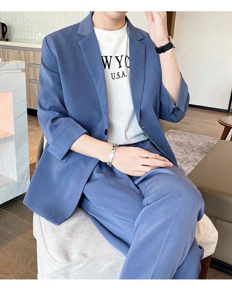 人気新品2ピーススーツ メンズ カジュアルスーツ アウター カジュアルセットアップ　お洒落 紳士服　スリムスーツ テーラードジャケット　オールシーズン　父の日 ギフト プレゼント (suit290)