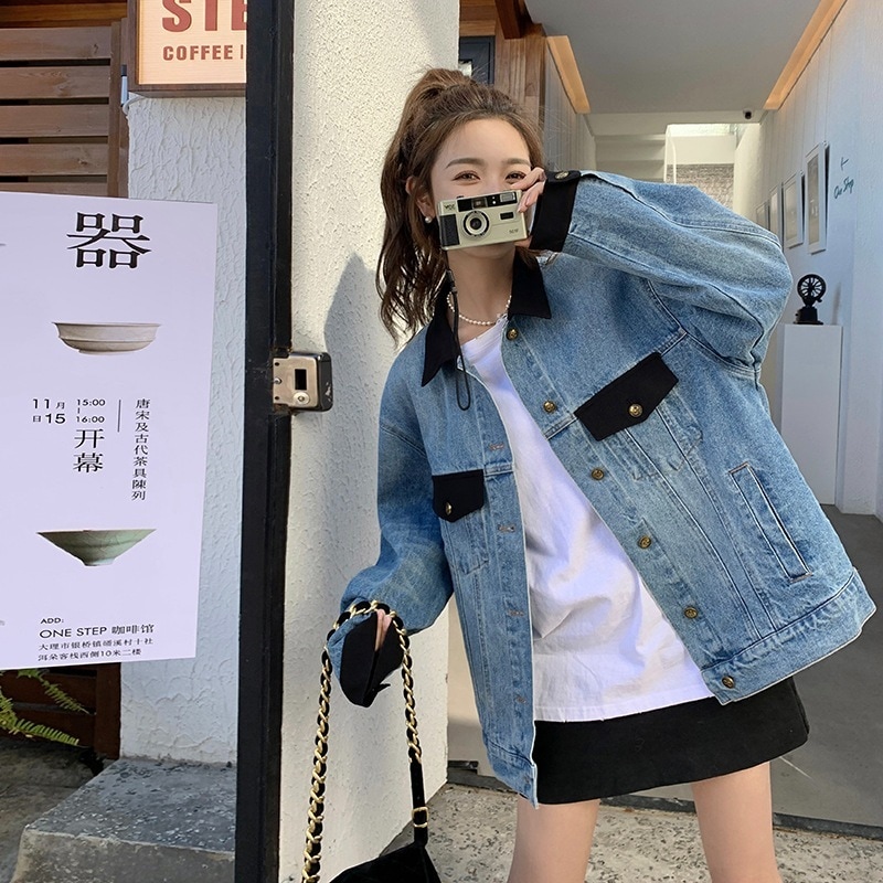 2024レトロ香港スタイルシックなデニムジャケット女性秋モデルデザインセンス揚げストリート小さいサイズカジュアルトップス潮