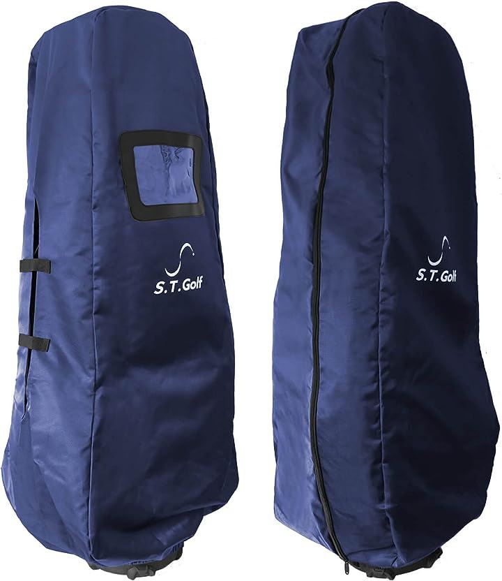ゴルフバッグカバー 20秒で取付可能 トラベルカバー 9.5型 48インチまで対応 衝撃や摩擦に強い 1680Dポリエステル キャディバッグ 撥水 付属( ネイビー 面ファスナータイプ)