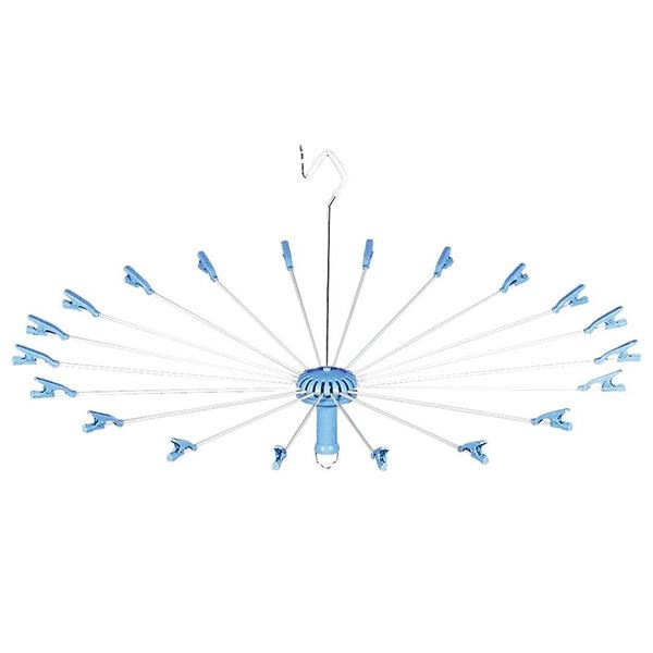 （まとめ） パラソルハンガー/洗濯ハンガー ライトブルー 20本掛け 洗濯用品 ニューハンド物干し 12個セット 14,092円