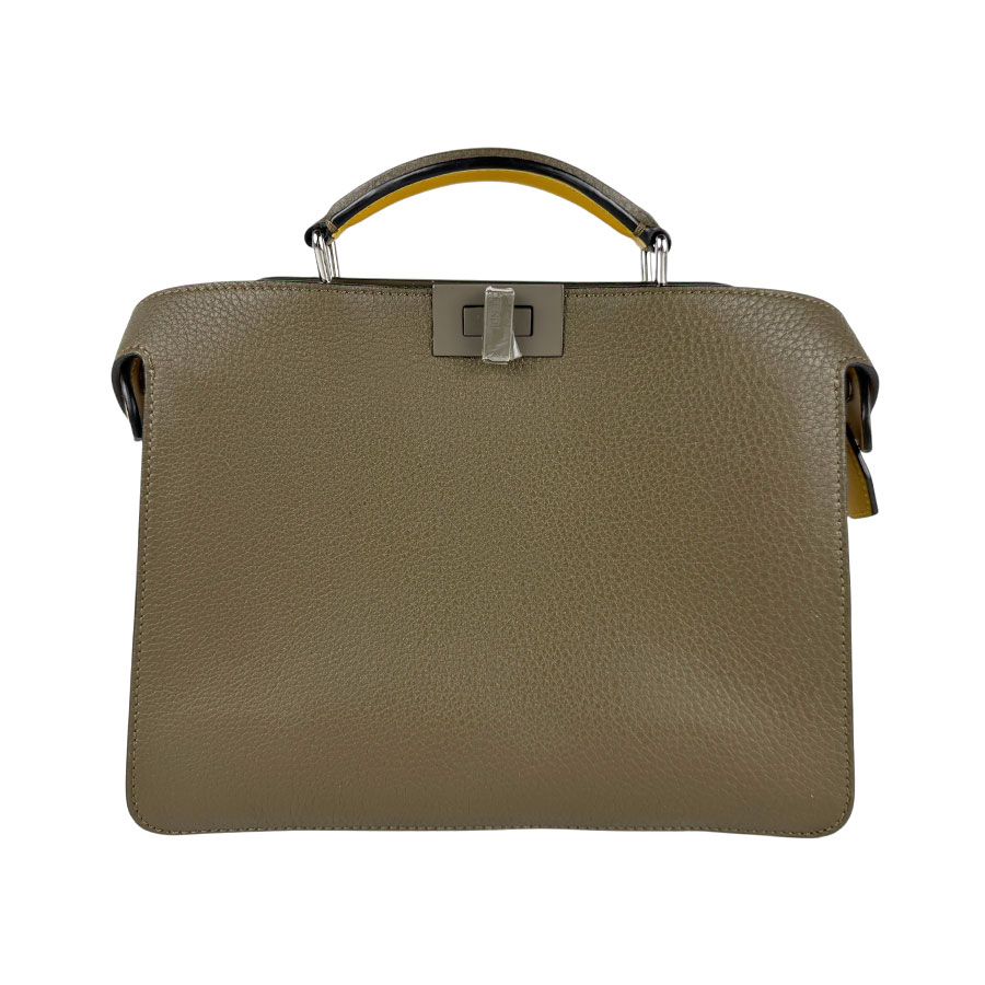 フェンディ FENDI ハンドバッグ ショルダーバッグ ピーカブー ISeeU エックスクロス レザー カーキ/イエロー シルバー メンズ 7VA530-AH8Z z6363