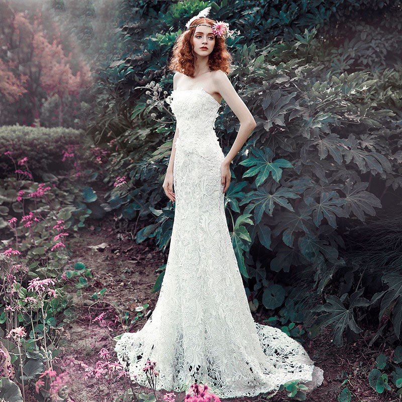 マーメイドドレス ロング 花嫁 ウエディングドレス マーメイドライン 安い ロングドレス 結婚式 ブライダル ウェディングドレス 二次会 パーティードレス