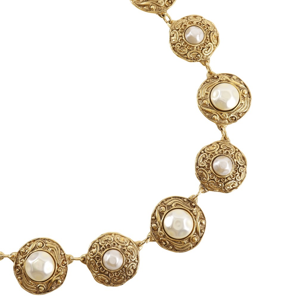 ヴィンテージ ネックレス 金メッキ フェイクパール 約138.3g レディース 中古品