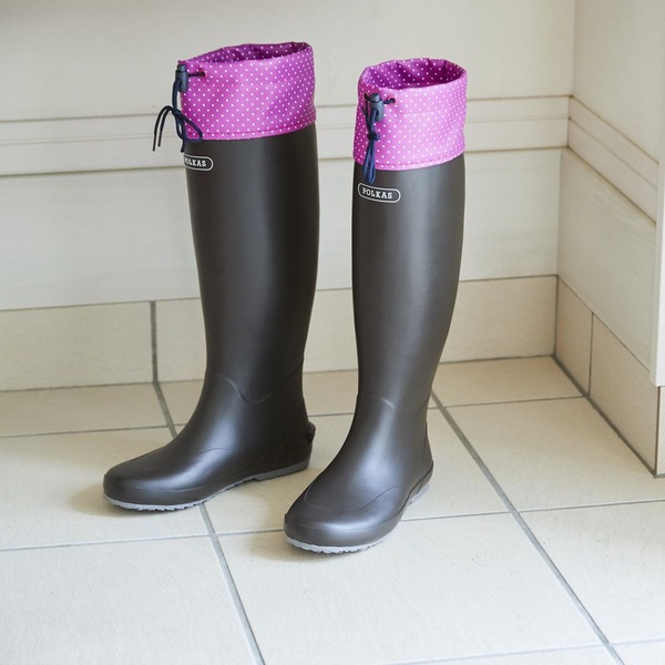 折りたたみレインブーツ POLKAS（ポルカス） M ピンクxドット