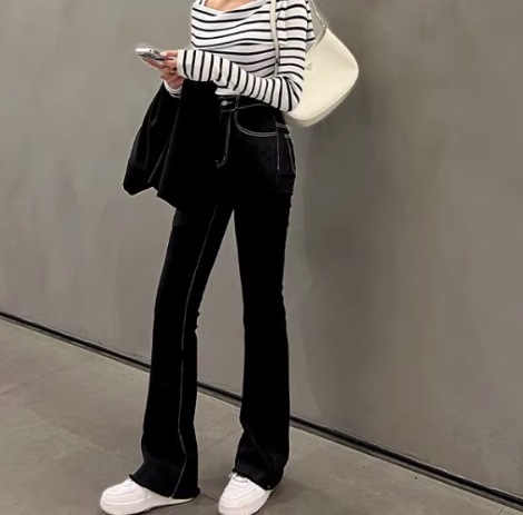 レディース パンツ ボトムス デニム Gパン ストレートパンツ デニムパンツ フルレングス スリム 細身 ストレート ファスナー ポケット ブルーデニム 大人可愛い シンプル カジュアル おしゃれ