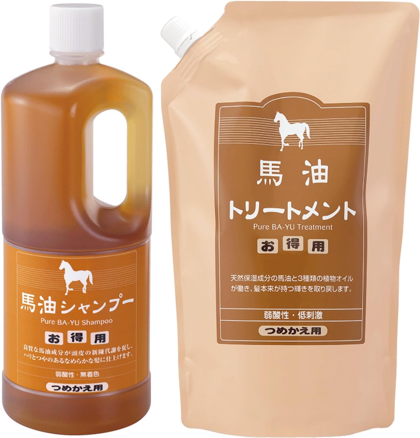 アズマ商事の　馬油トリートメントとシャンプーの　詰替え用　各1000ｍｌ