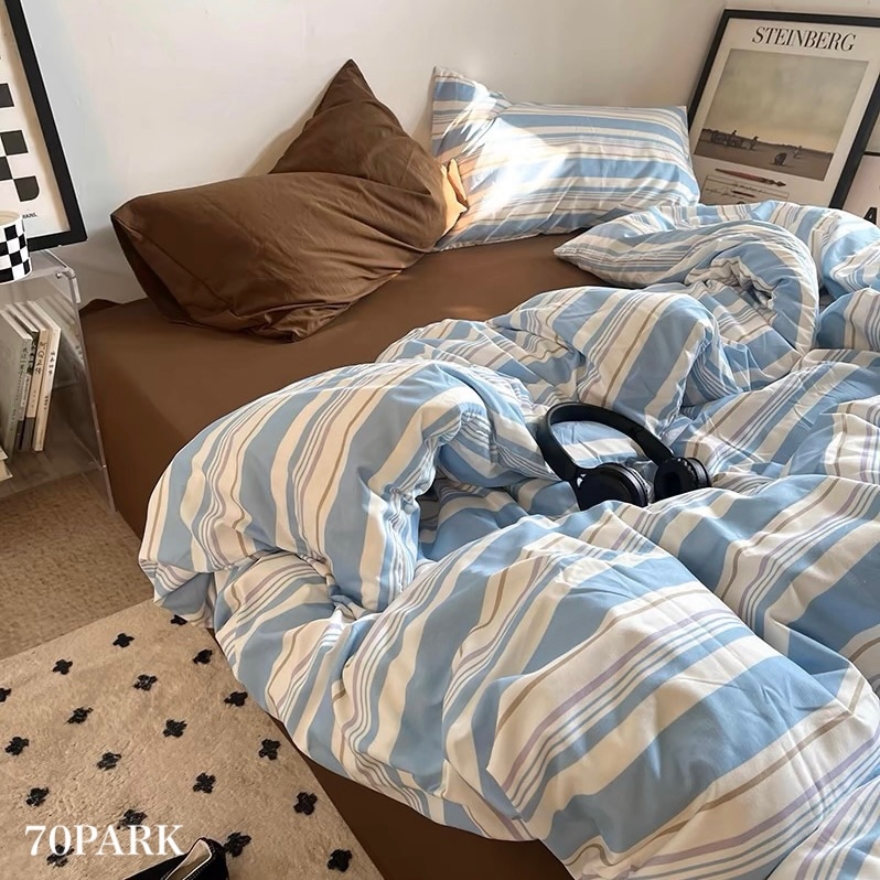 マルチストライプ コットン 布団カバーセット 全2色 2サイズ ベッドカバー ベッドシーツ セット ベッドリネン おしゃれ 韓国インテリア 韓国雑貨 韓国っぽ インテリア雑貨 70PARK 6,783円