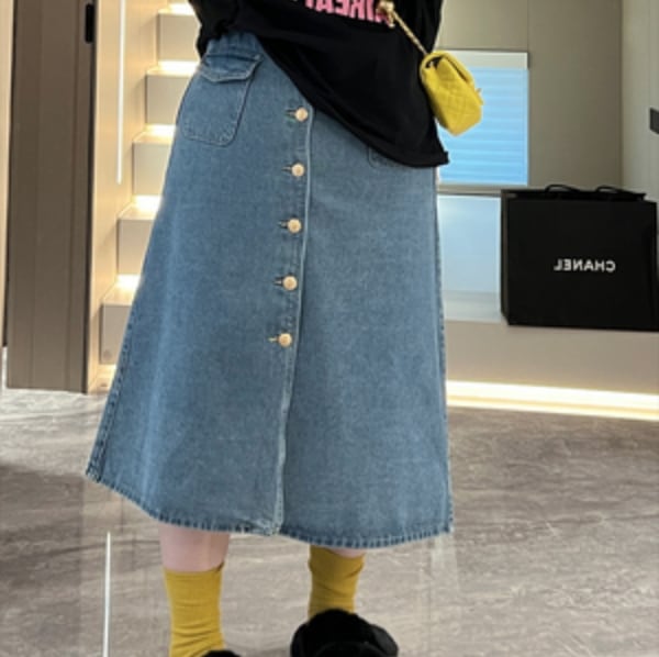 スカート デート デニムスカート ミモレ ミモレ丈 かわいい 大人可愛い きれいめ シンプル カジュアル 大人 上品 おしゃれ お洒落 主役級 存在感 春 秋 10代 20代 30代 レディース