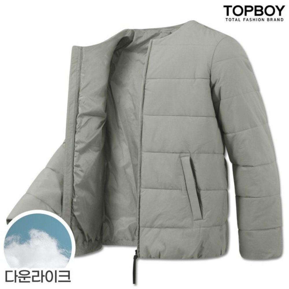 (TOPBOY) ダウンライクノーカラー軽量パッド入りジャンパー (JW547)