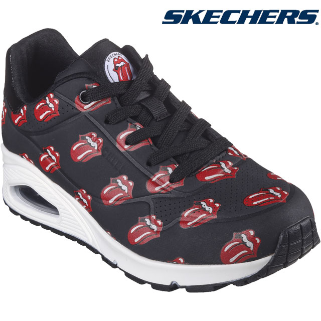 スケッチャーズ ローリングストーンズ THE ROLLIGSTONES レディース スニーカー 177964 ウノ-セイ イット ラウド コラボモデル ローカット 厚底 カジュアルシューズ ブラック