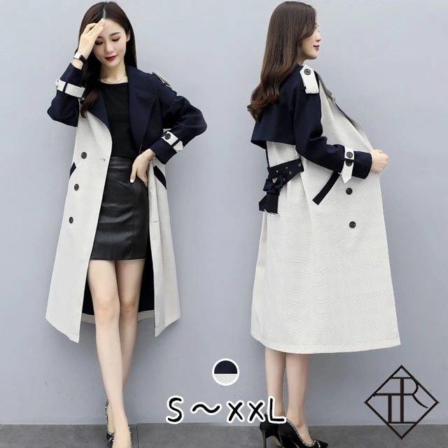 【即納】トレンチコート レディース アウター ロング丈 上着 コート トレンチ スプリングコート 大きいサイズ 体型カバー 春 秋冬 ロング丈 長袖 オータムコート 大きめ カジュアル OL 通勤