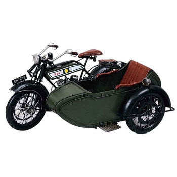 ブリキのおもちゃ サイドカー グリーン 【 おしゃれ オブジェ 置物 インテリア雑貨 】