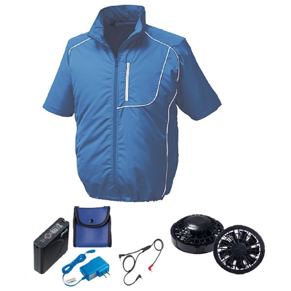 KU91720 空調服 ポリ製 半袖 FAN2200B/LISUPER1 ブルーxホワイト M