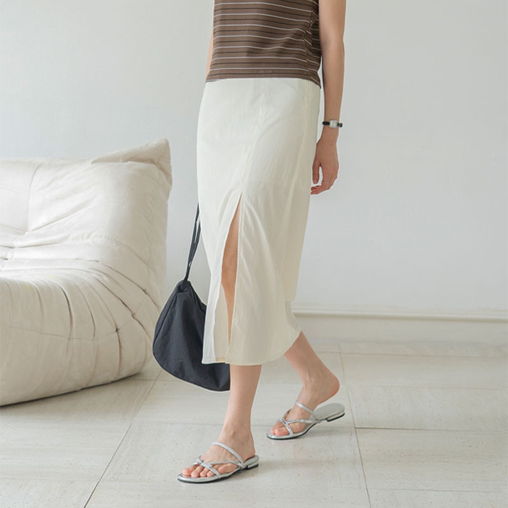 S-2XLサインバンディングスリットロングスカート