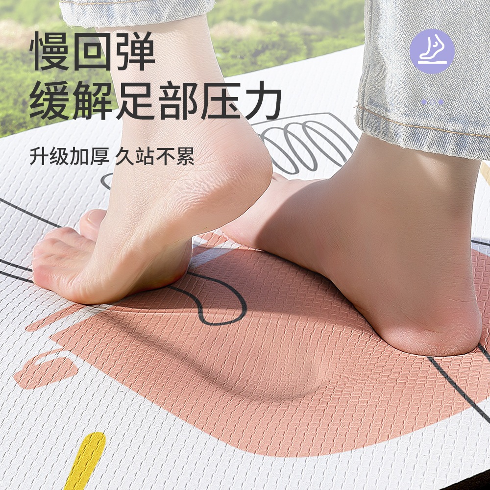 【速達!】大江シンプルフラワーキッチンマット皮革無洗浄家庭用油洗浄耐疲労強化長尺マット