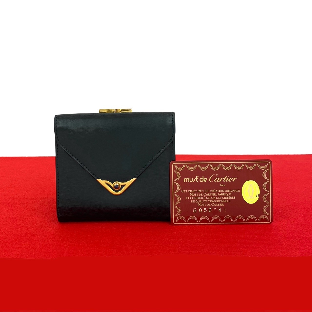 ヴィンテージ サファイアライン三つ折り財布 カーフ レザー ネイビー 17998