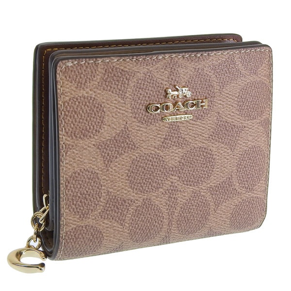 コーチ 財布 レディース 二つ折り財布 アウトレット タン×ブラウン スナップウォレット シグネチャー キャンバス SNAP WLT SIG CNVS CW789IMXHE COACH