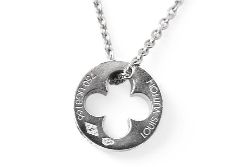 ネックレス K18WG パンダンティフ アンプラント クローバー Q93967【中古】