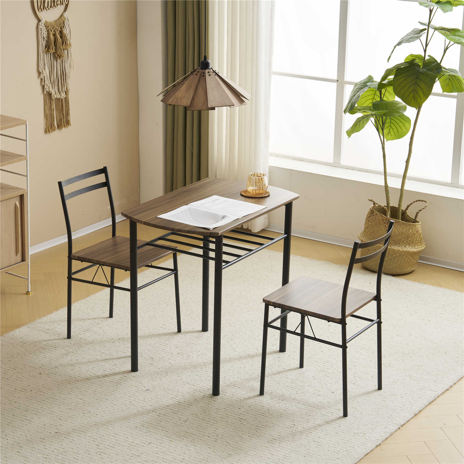 【日本国内出荷-3日で配達】ダイニングセット 2人用 3点セット 食卓 テーブル 収納付き おしゃれ コンパクトサイズ リビングテーブル カップルテーブル 木目調 おしゃれ 北欧 DJYC170