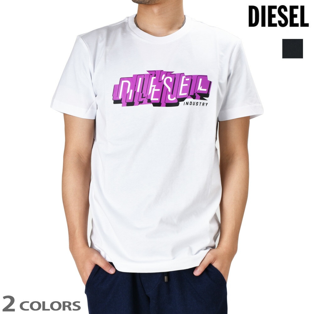 ディーゼル Tシャツ メンズ カットソー ロゴプリントTシャツ 半袖 クルーネック ブラック ホワイト 黒 白 DIESEL T-DIEGOS-E32[a023670hayu]