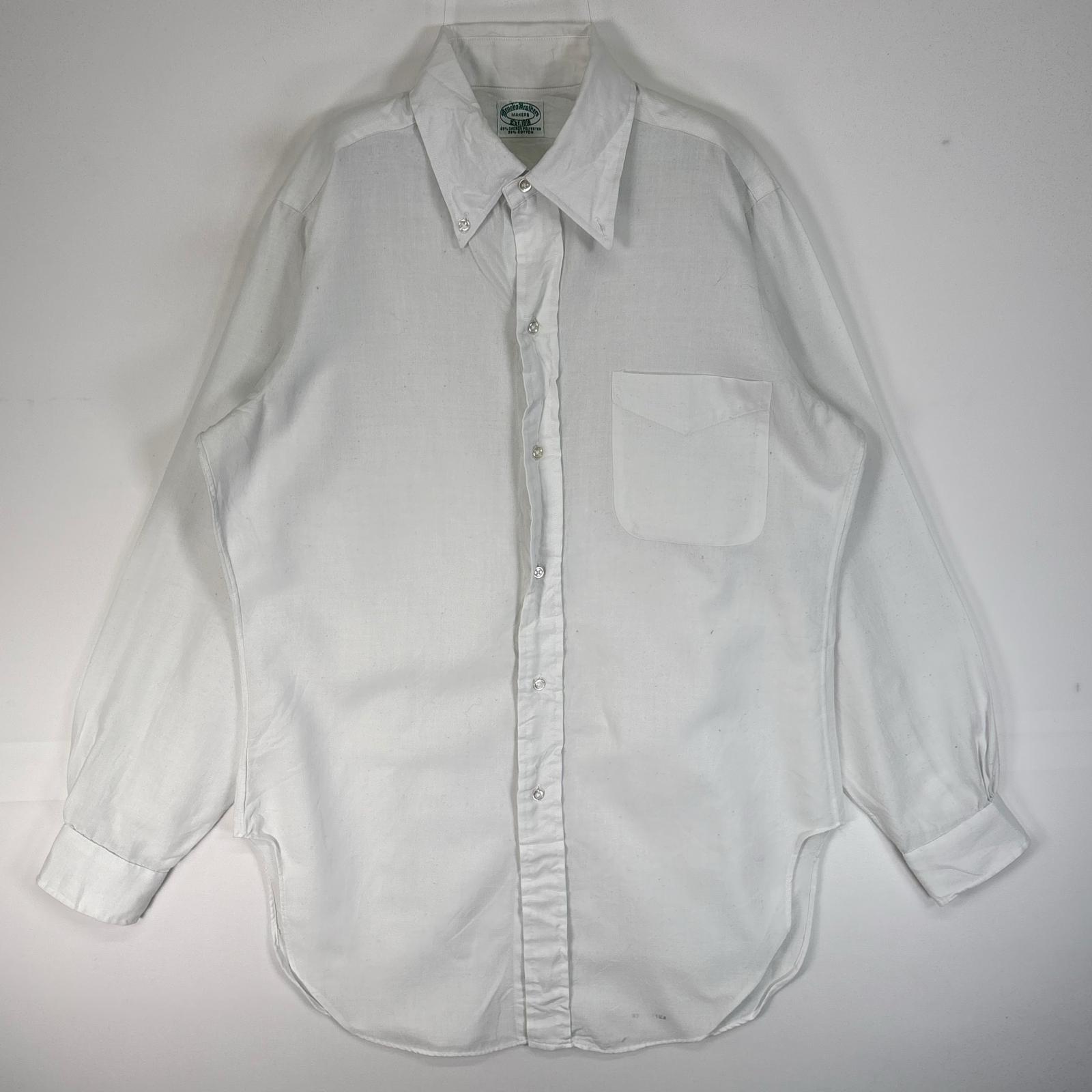 古着 50s～60s/50年代～60年代 ヴィンテージ 長袖シャツ Makers 6ボタン 胸ポケ ホワイト 無地 メンズ