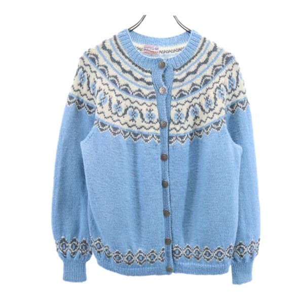 ヴィンテージ 80s ウール 長袖 ニットカーディガン ブルー系 VINTAGE レディース