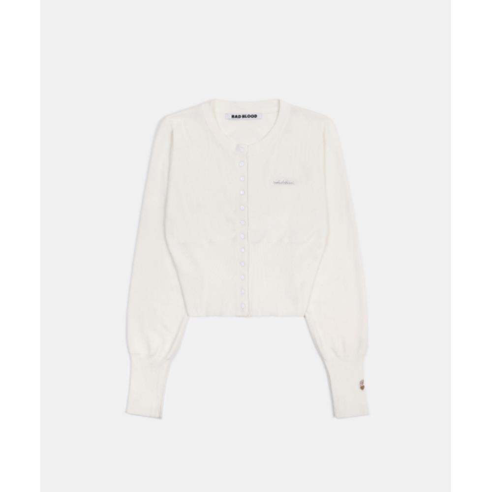 BADBLOOD Pure Classic Button-Up Round Cardigan White w-c