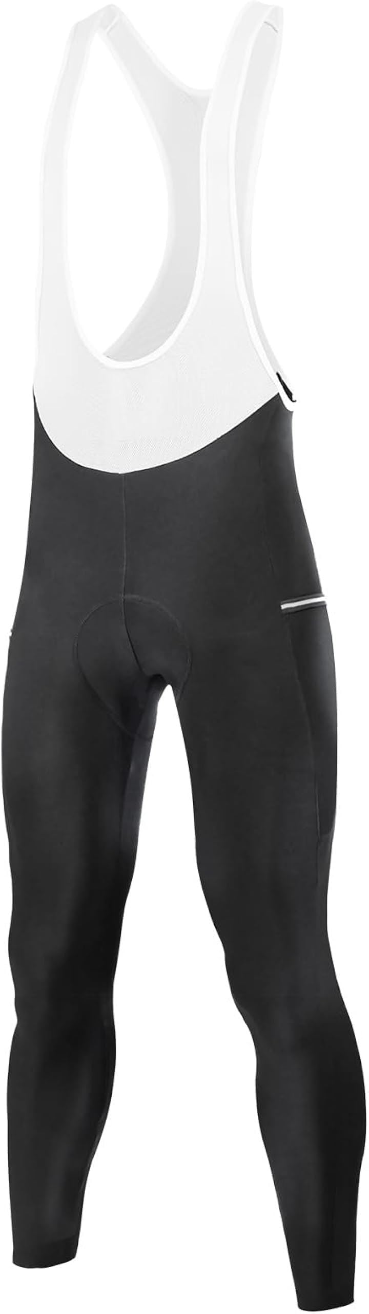 メンズ サイクルパンツ ビブパンツ 裏起毛 ロング サイクルウェア サイクルタイツ パッド 防寒 防風 自転車パンツ(ホワイト, 2XL)