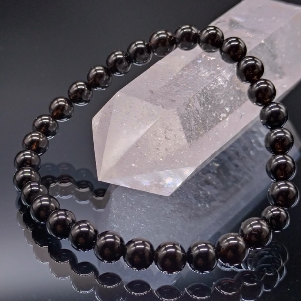 モリオン 黒水晶 6mm 鑑別済み ブレスレット 厄除け お守り パワーストーン 天然石