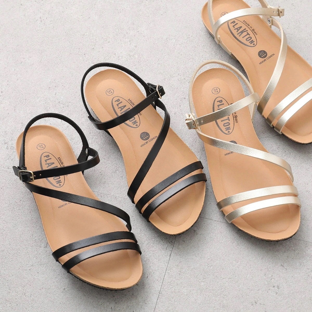 PLAKTON プラクトン サンダル 715660 レディース エコレザー クロスストラップ コンフォートサンダル フラット 靴 カラー2色