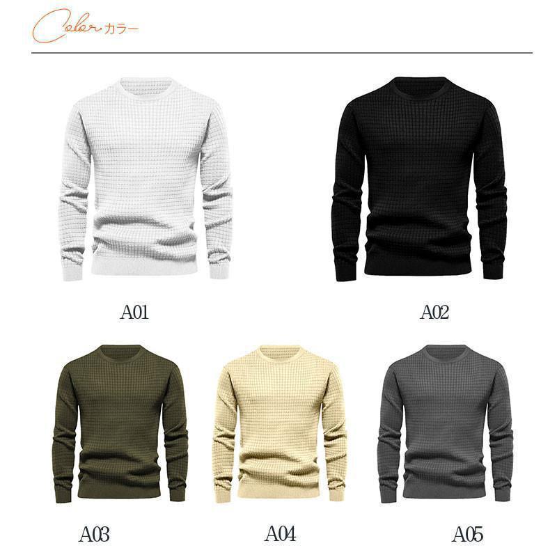 ニット セーター メンズ 長袖 秋 冬 春 クルーネック トップス 暖かい 防寒 寒さ対策 カジュアル 着痩せ 敬老の日 プレゼント