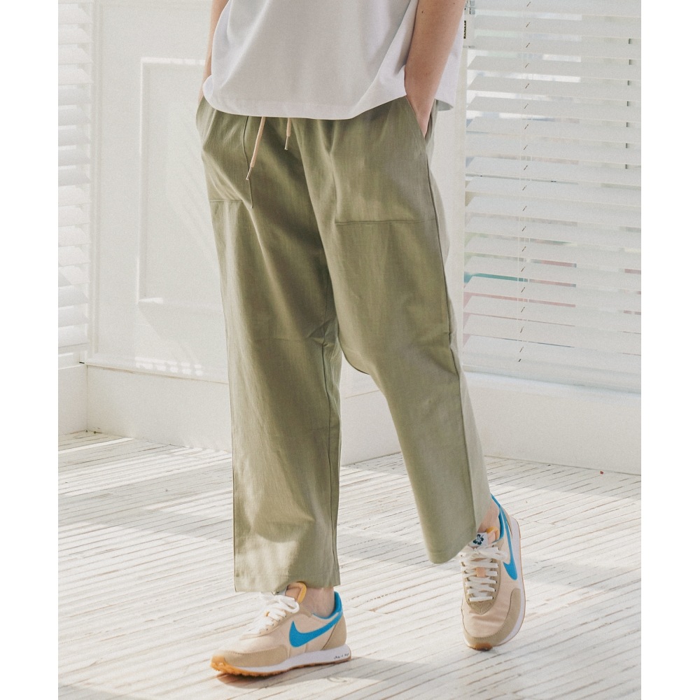 ペーパーボーイリネンエコクラシック 10パートパンツ-オリーブ