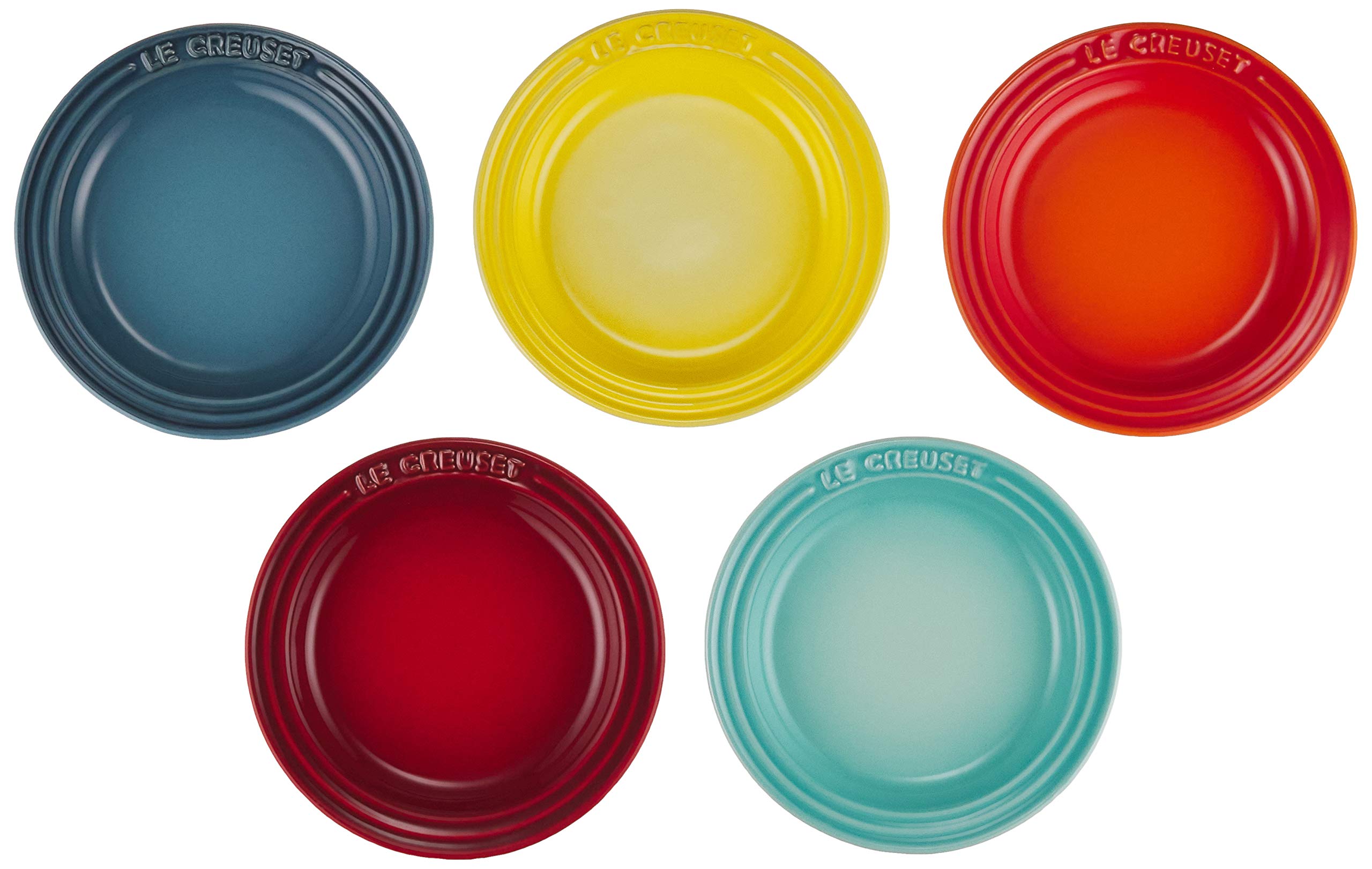 ル・クルーゼ(Le Creuset) 皿 ミニ・ラウンド・プレート レインボー 耐熱 耐冷 電子レンジ オーブン 対応 5枚 入り オーブン皿 耐熱皿 【日本正規販売品】