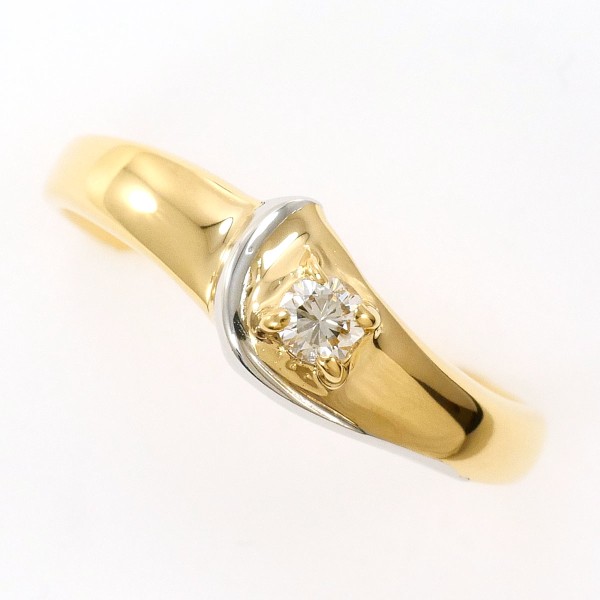 PT850 プラチナ K18YG リング 指輪 6号 ダイヤ ジュエリー 中古