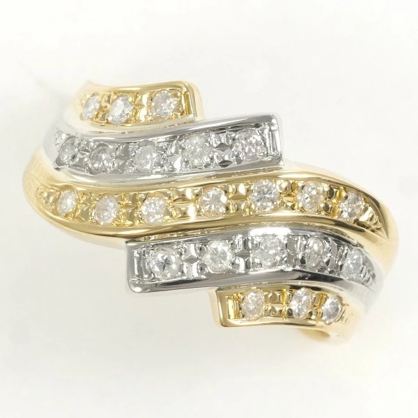 PT900 プラチナ K18YG リング 指輪 11号 ダイヤ 0.36 ジュエリー 中古