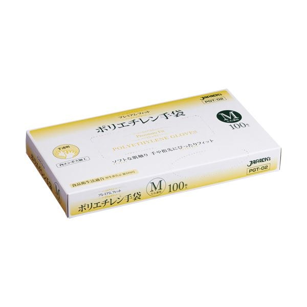 （まとめ） ジャパックスプレミアムフィット PE手袋 クリア M PGT-02 1セット（500枚：100枚x5箱） [x3セット]