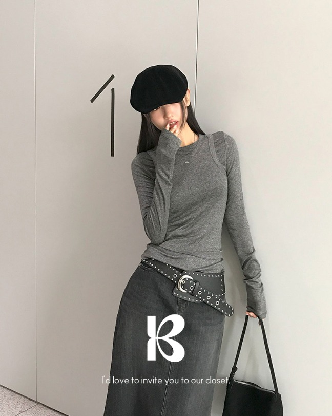 [MADE] マロン レイヤード風キャミソールセットロングスリーブTシャツ ts1458