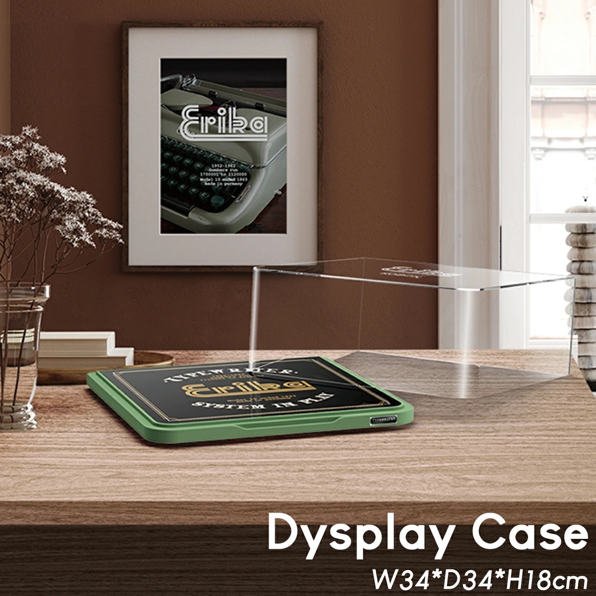 タイプライター ロータイプ アクリルケース 幅34cm 奥行34cm 高さ18cm ディスプレイ ケース ジュエリー コレクション コレクションケース 四角 スクエア プラモデル フィギュア ブロック