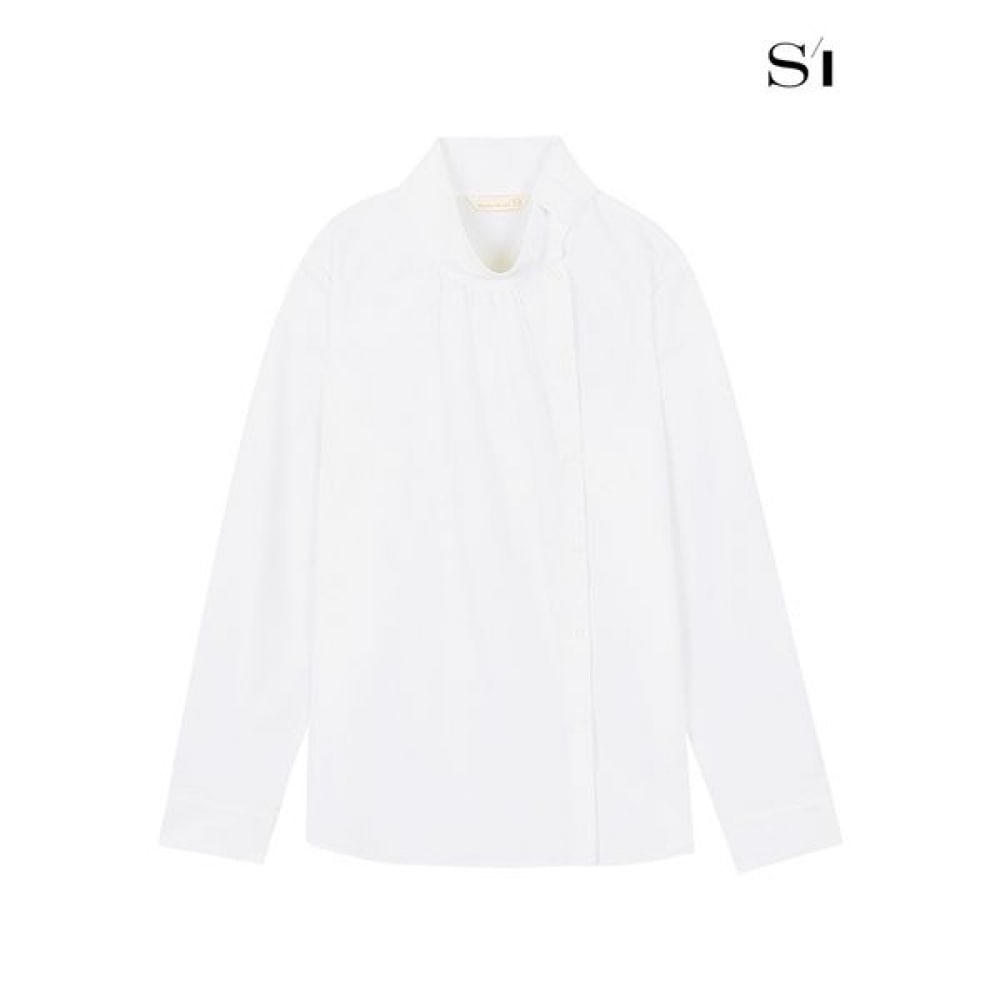 [C] タイカラネックシャーリングブラウスホワイト SGBAB2415