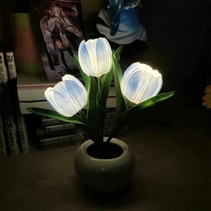 メガ割チューリップ 造花 LEDムードライト 花束 インテリア飾り 間接照明 電池式 常夜灯 生花質感 雰囲気光 光る クリスマス 結婚祝い 誕生日 母の日 父の日 女性 友達 恋人 家族プレゼント