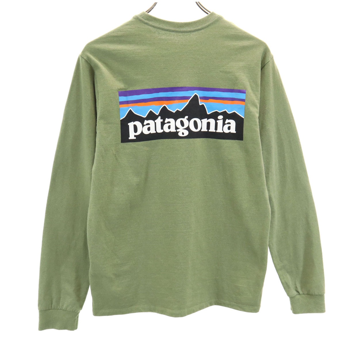 バックロゴ 長袖 Tシャツ XS カーキ アウトドア 38518FA21 ロンT メンズ 古着