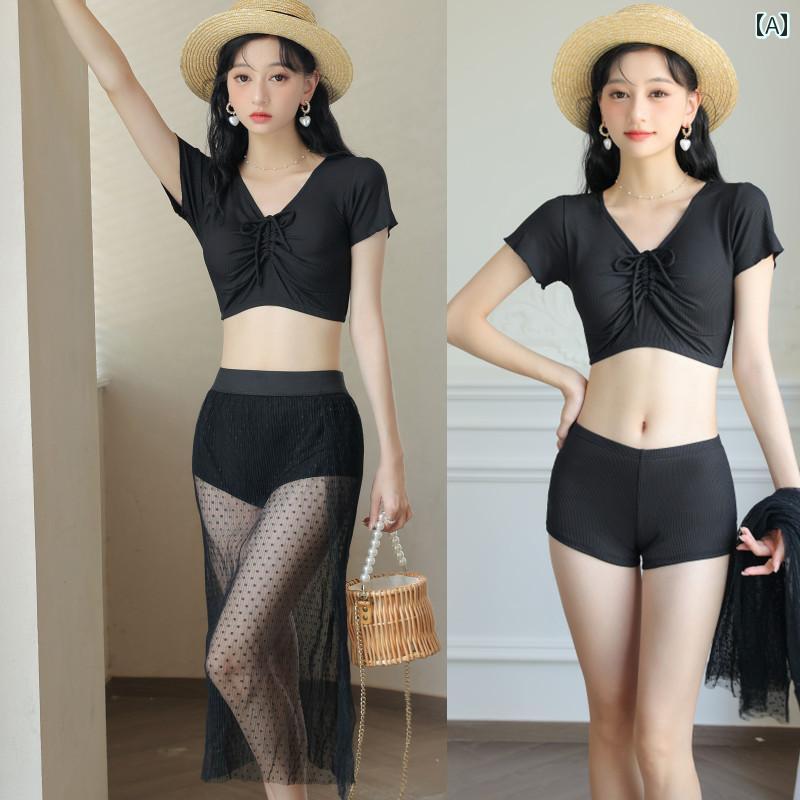 ビキニ 水着 レディース 女性用 婦人用 スプリット スイムウェア ビーチ プール 海水浴 サマーレジャー かわいい おしゃれ 温泉 3点セット シャーリング フェアリー