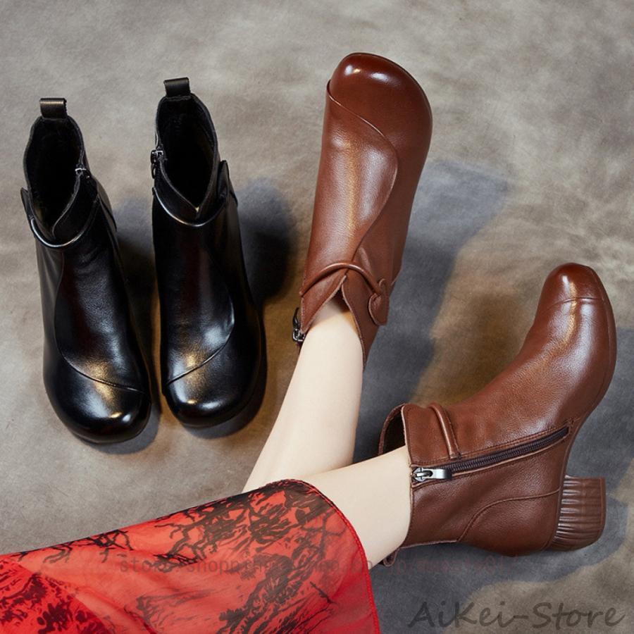 柔らかい おしゃれ 通勤 歩きやすい オフィス ショートブーツ 可愛い レディースブーツ ローヒール ブーツ レトロ ブーティ レディース 冬 民族風 OL 秋 革靴