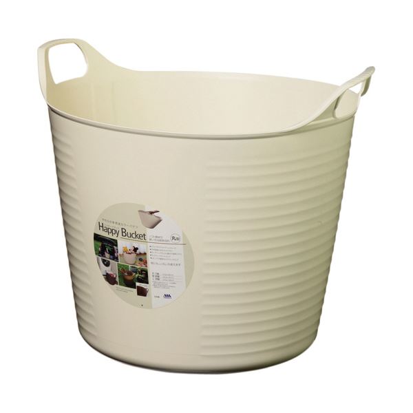 （まとめ）ヒマラヤ化学 ハッピーバケット 本体 丸 M アイボリー 1個 (×5セット)