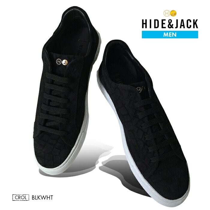 スニーカー メンズ 正規品 並行輸入 高級感 キレカジ カジュアル シンプル 紳士 男性用 ブランド プレゼント クロコ スエード ブラック ホワイト ツートン ハイドアンドジャックカジュアル
