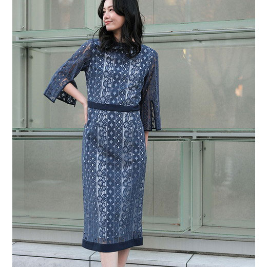 [最安値挑戦]！袖スリットレースワンピ レディース 夏 ワンピース M-3L