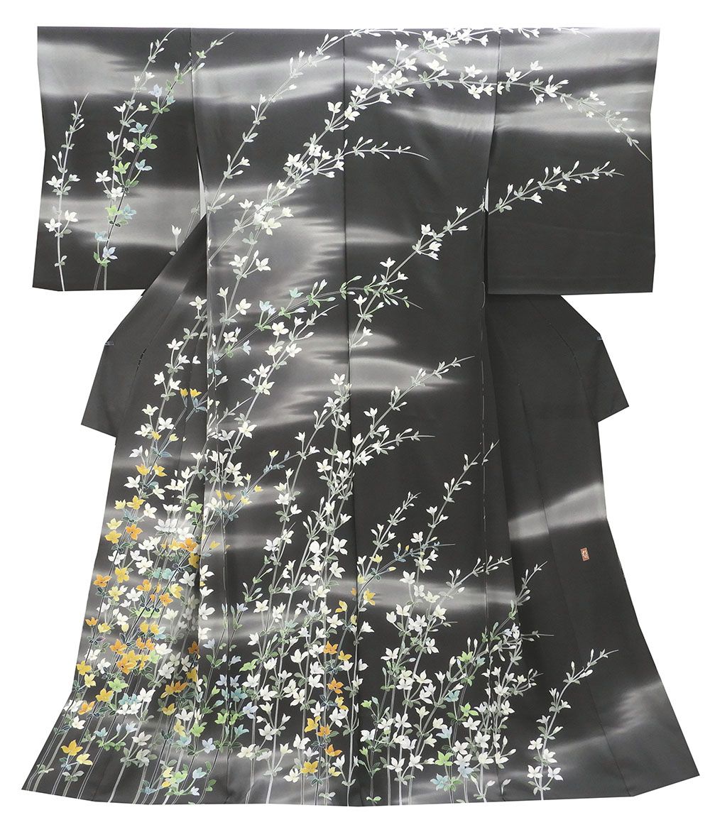 訪問着 正絹 加賀友禅 田村哲彦作 訪問着 仮絵羽 未仕立 着物 反物 礼装 フォーマル 結婚式 入学式 卒業式 b2298