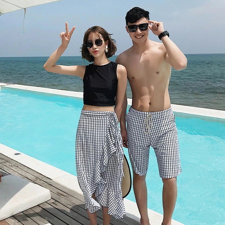 カップル値段 ペア 水着 ペアルック カップル水着 レディース メンズ 4点セット 花柄 パッド付き メンズ水着 男性用 ビーチパンツ サーフパンツ みずぎ mizugi ミズギ 男女 温泉 ハネム