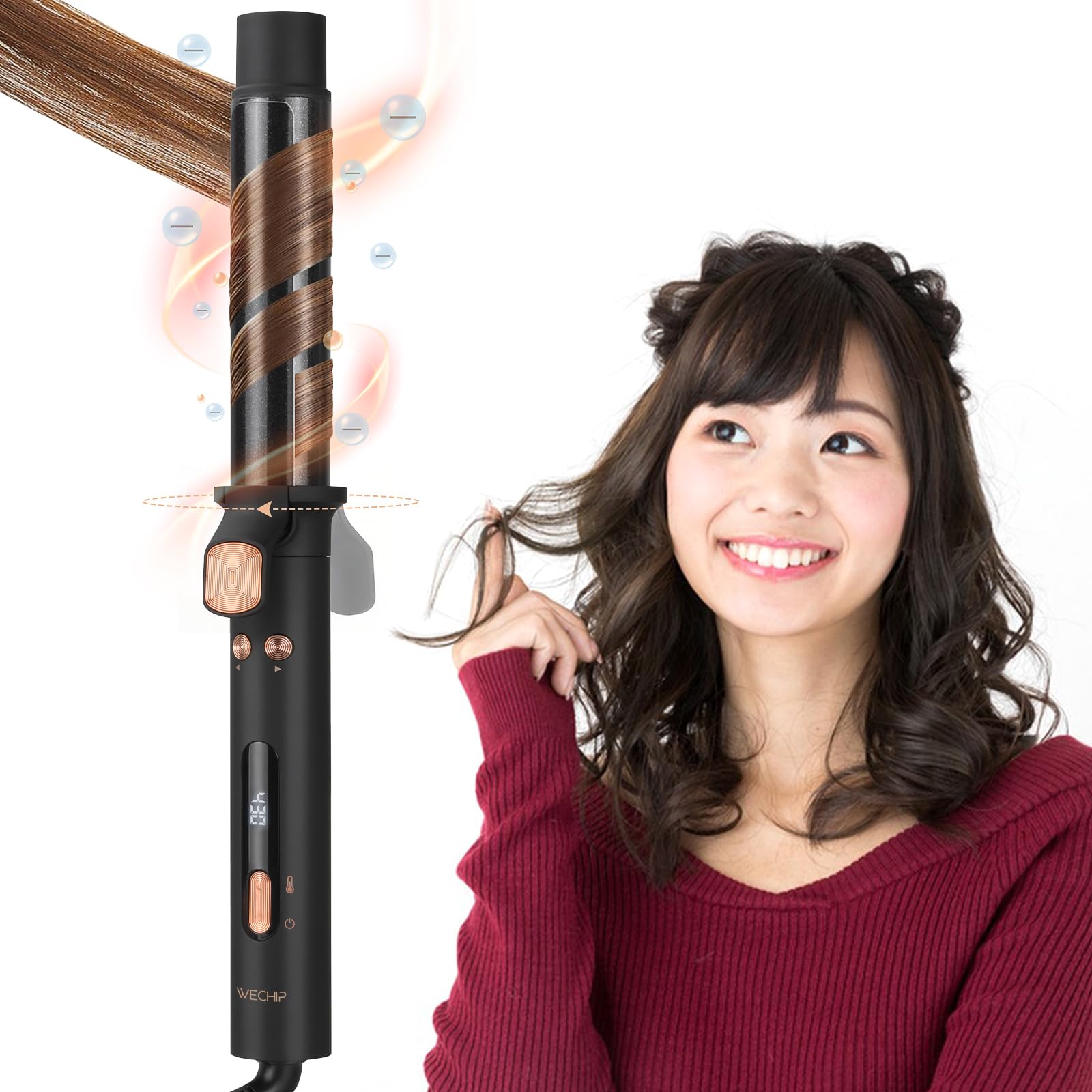 自動カールアイロン ヘアアイロン カール コテ 32mm オートカールアイロン 急速加熱 自動巻き髪器 5段階温度調節 内巻き外巻き 自動OFF 火傷防止 プレゼント PSE認証済み